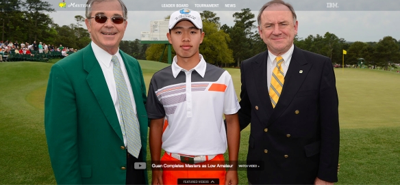 Guan Tianlang getting some love on the Masters.com homepage